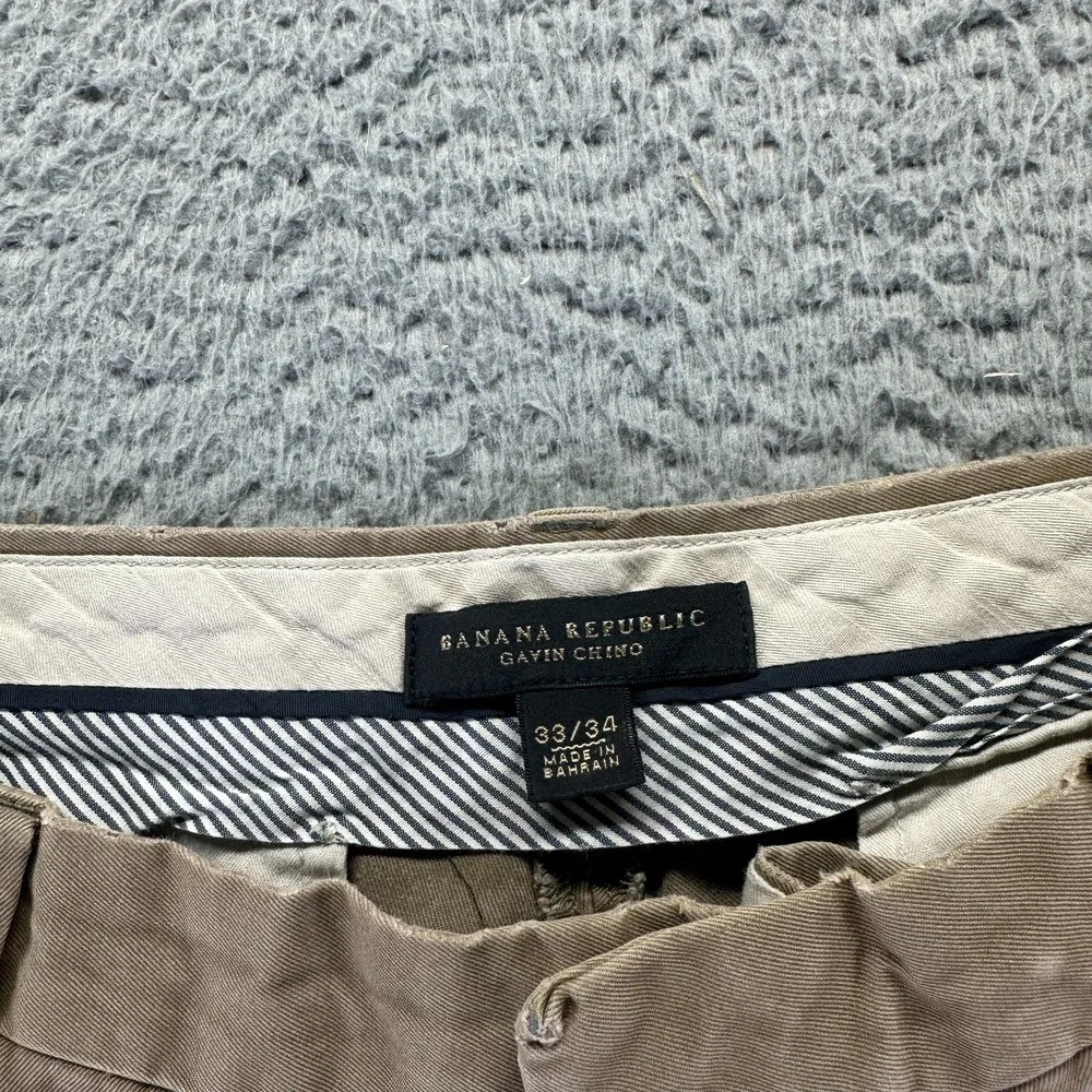 Banana Republic‎ Gavin Pant Mens 33x34 Brown Cotton Chino Straight Preppy Career